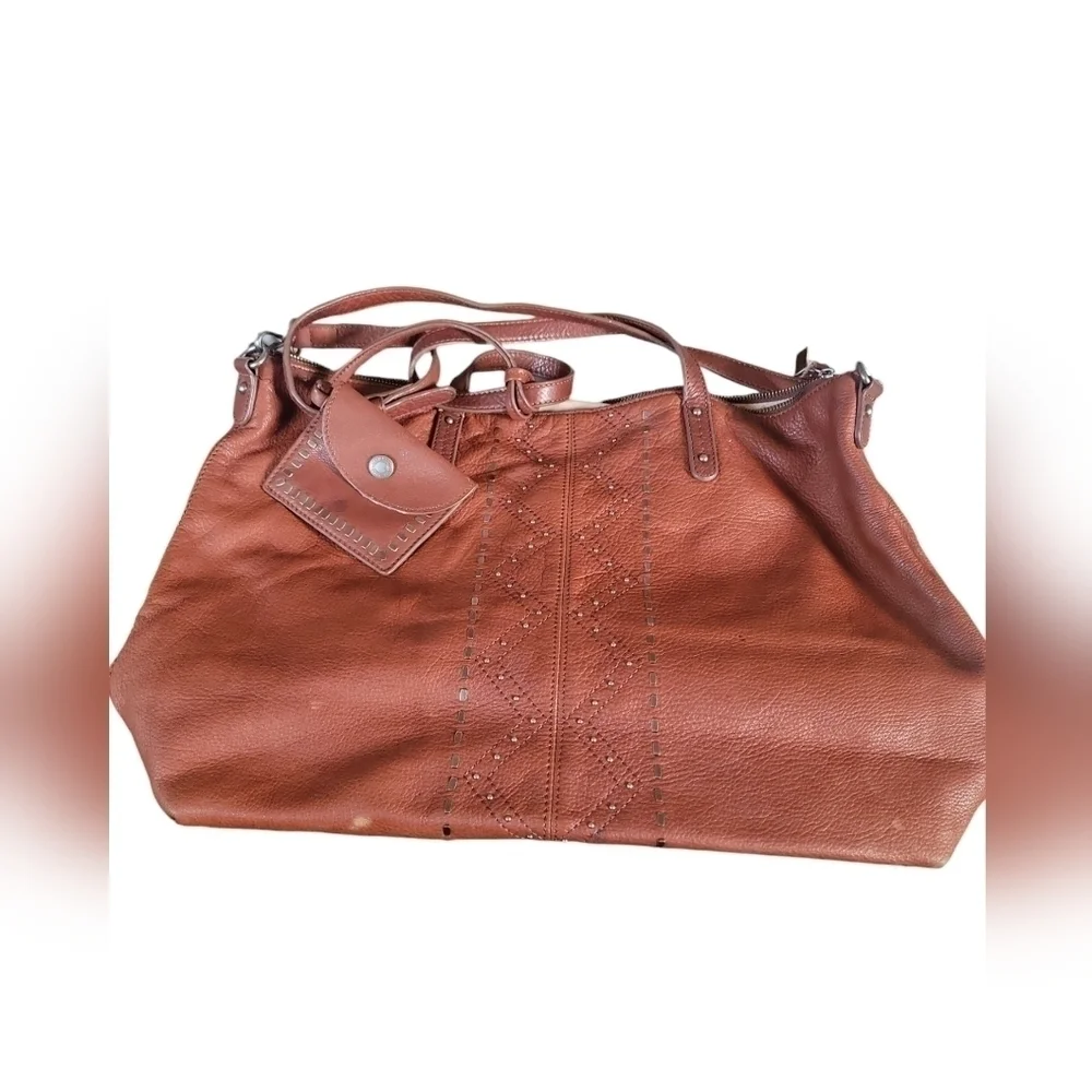 Lucky Brand Brown Leather Dixie Crossbody Tote Hobo Shoulder Bag